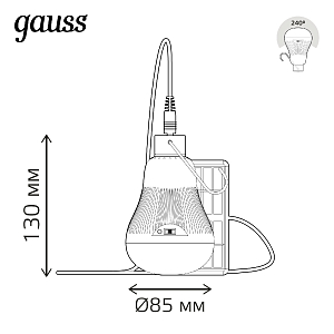 Лампа Gauss A60 3W 130lm 4000K E27 с солнечной панелью LED 1/40