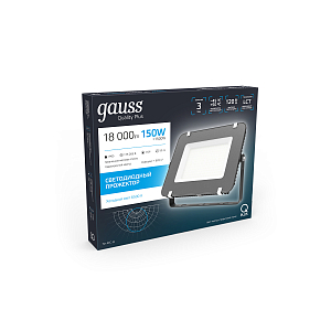 Прожектор Gauss Qplus 150W 15750lm 6500K 175-265V IP65 графитовый LED 1/4