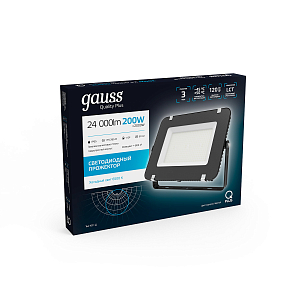 Прожектор Gauss Qplus 200W 24000lm 6500K 175-265V IP65 черный LED 1/4