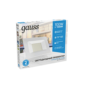 Прожектор светодиодный Gauss Elementary G2 100W 9500lm IP65 6500К белый 1/16