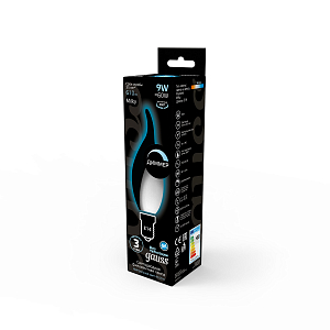 Лампа Gauss Filament Свеча на ветру 9W 610lm 4100К Е14 milky диммируемая LED 1/10/50