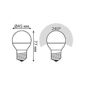 Лампа Gauss Elementary Шар 12W 880lm 3000K Е27 LED 1/10/100