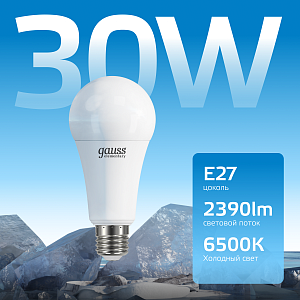 Лампа Gauss Elementary A70 30W 2390lm 6500K E27 LED 1/10/50