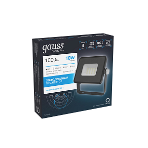 Прожектор Gauss Qplus 10W 1100lm 6500K 200-240V IP65 черный LED 1/20