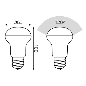 Лампа Gauss Elementary R63 8W 650lm 3000K Е27 LED 1/10/50