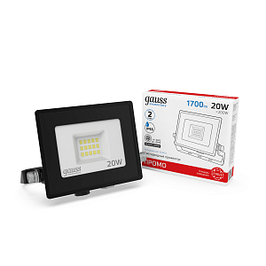 Прожектор светодиодный Gauss Elementary 20W 1700lm IP65 6500К ПРОМО G3 черный LED 1/20