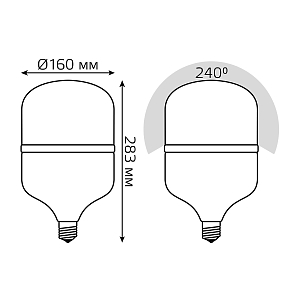 Лампа Gauss Elementary T160 60W 5600lm 6500K E27 LED 1/6