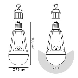 Лампа Gauss A80 12W 900lm 4100K Е27 авар. с Li-Ion аккумулятором LED 1/5/50