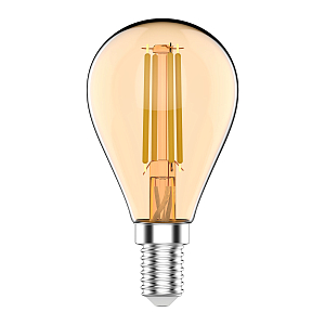 Лампа Gauss Basic Filament Шар 3,8W 350lm 2400К Е14 golden LED 1/10/50