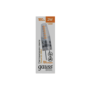 Лампа Gauss Basic G4 12V 2W 180lm 3000K силикон LED 1/20/200
