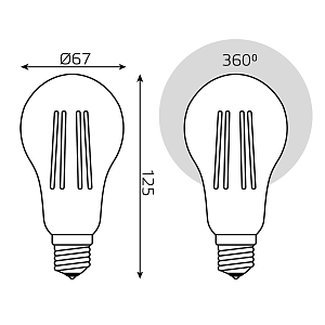 Лампа Gauss Basic Filament А70 27W 2800lm 2700К Е27 LED 1/10/40