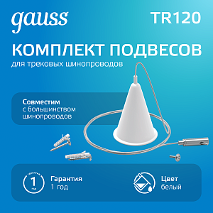 Комплект подвесов для трековых шинопроводов Gauss, 1шт, цвет белый 1/50