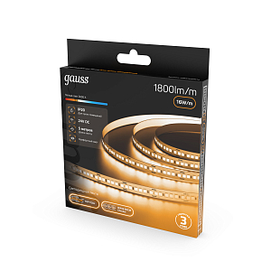 Лента Gauss LED 2835/180 24V 16W/m 1800lm/m 3000K 8mm IP20 5m 1/10/100