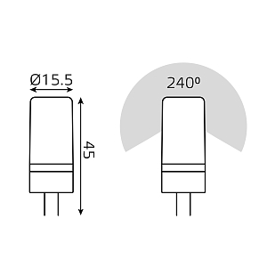 Лампа Gauss Elementary G4 12V 5W 400lm 4100K силикон LED 1/20/200