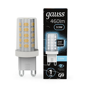 Лампа Gauss G9 AC185-265V 3,5W 460lm 4100K керамика LED 1/10/200