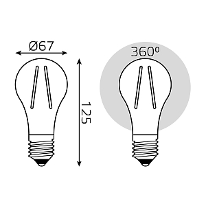 Лампа Gauss Filament А70 30W 3100lm 4100К Е27 LED 1/10/40