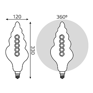 Лампа Gauss Filament TL120 6W 200lm 2400К Е27 gray flexible LED 1/10