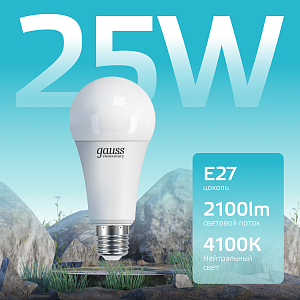 Лампа Gauss Elementary A70 25W 2100lm 4100K E27 LED 1/10/50