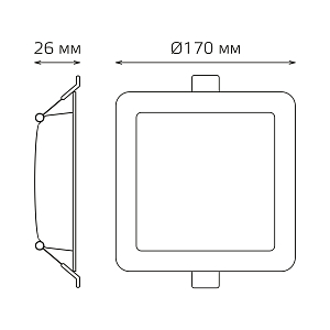 Светильник Gauss Elementary Downlight квадрат 20W 1700lm 4000K 170-260V IP20 170*26 белый LED 1/60