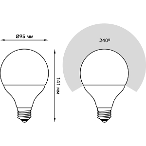Лампа Gauss G95 16W 1540lm 6500K E27 LED 1/20