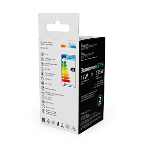 Лампа Gauss Basic Filament А60 17W 1550lm 4100К Е27 LED 1/10/40