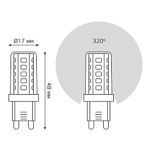 Лампа Gauss G9 AC185-265V 3,5W 460lm 4100K керамика LED 1/10/200