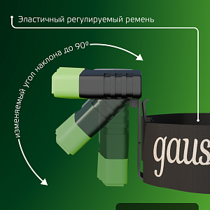 Фонарь налобный Gauss модель GFL406 5W 180lm Li-ion 500mAh LED 1/12/72