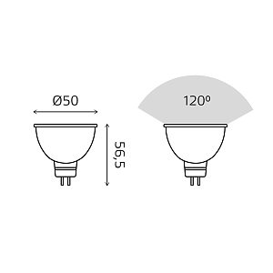 Лампа Gauss Basic MR16 5,5W 490lm 3000K GU5.3 (3 лампы в упаковке) LED 1/40