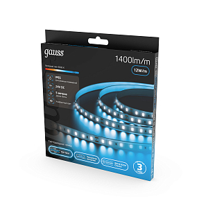 Лента Gauss LED 2835/120 24V 10W/m 1400lm/m 6500K 8mm IP65 5m 1/50