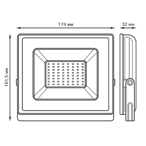 Прожектор светодиодный Gauss Elementary G2 50W 4500lm IP65 6500К белый 1/48