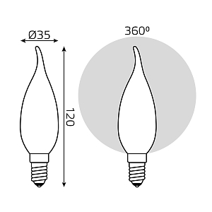 Лампа Gauss Filament Свеча на ветру 9W 610lm 4100К Е14 milky диммируемая LED 1/10/50