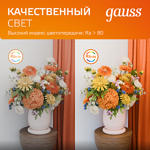 Светильник Gauss Glass круг 12W 900lm 3000K 185-265V IP20 монт Ø130 160*35 с дек стеклом LED 1/10/40