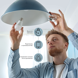Лампа Gauss Smart Home A60 8,5W 806lm 2700-6500К E27 RGBW+изм.цвет.темп.+диммирование LED 1/10/40