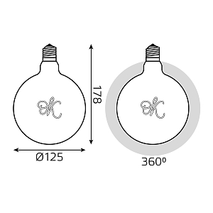 Лампа Gauss Filament G125 2,5W 200lm 2000К Е27 golden OK LED 1/20