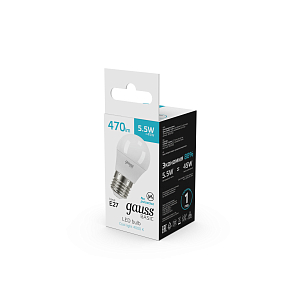 Лампа Gauss Basic Шар 5,5W 470lm 4000K E27 LED 1/10/100