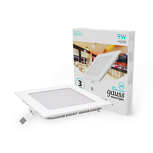 Светильник Gauss Slim квадрат 9W 660lm 4000K 180-265V IP20 монтаж Ø130*130 145*145*22 LED 1/20