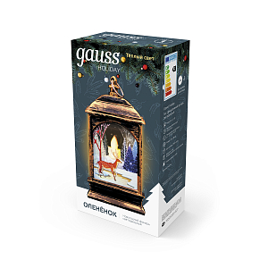 Фонарь новогодний светодиодный Олененок Gauss серия Holiday, 0,1W, тёплый свет,  бронзовый, батарейки в комплекте, 1/100