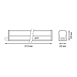 Светильник Gauss TL Elementary линейный 4W 300lm 4000K IP20 313х22х33 LED 1/25