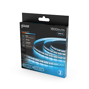 Лента Gauss LED 2835/180 24V 16W/m 1800lm/m 6500K 8mm IP20 5m 1/100