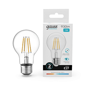 Лампа Gauss Filament Elementary А60 11W 930lm 4100К Е27 LED 1/10/50