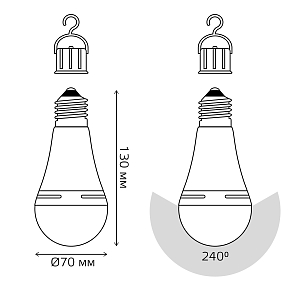 Лампа Gauss A60 8W 490lm 4100K E27 с Li-Ion аккумулятором LED 1/25