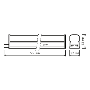 Светильник GAUSS LED TL Basic линейный матовый 7W 4000K 563*22*33, 500лм 1/25