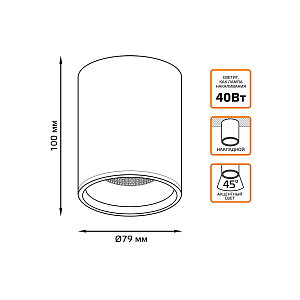 Светильник Gauss Overhead накл цил 12W 900lm 3000K 170-240V IP20 79*100мм черный LED 1/10