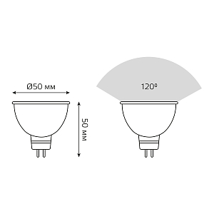 Лампа Gauss MR16 5W 500lm 3000K GU5.3 диммируемая LED 1/10/100