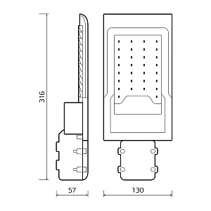 Светильник Уличный Gauss LED Avenue G2 IP65 316*130*57 30W 3000lm 4000K 190-250V КСС "Ш" 1/20