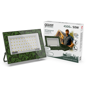 Прожектор светодиодный Gauss Elementary 50W 4500lm IP65 6500К ХАКИ 1/40