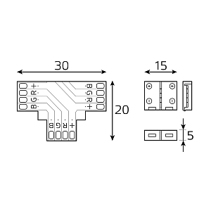 Набор коннекторов Gauss Basic для LED-ленты Т-образный RGB3014/5050/5060/5630 12V 10mm IP20 1/950