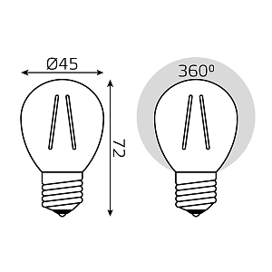 Лампа Gauss Filament Шар 9W 680lm 2700К Е27 LED 1/10/50