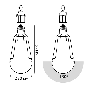 Лампа Gauss A80 12W 900lm 3000K Е27 авар. с Li-Ion аккумулятором LED 1/5/50