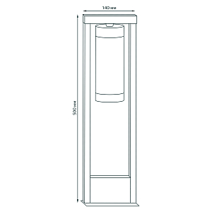 Светильник садово-парковый Gauss Clio столб 1*E27, Max.60W, 142*500mm, 170-240V / 50Hz, IP 54 (1/8)